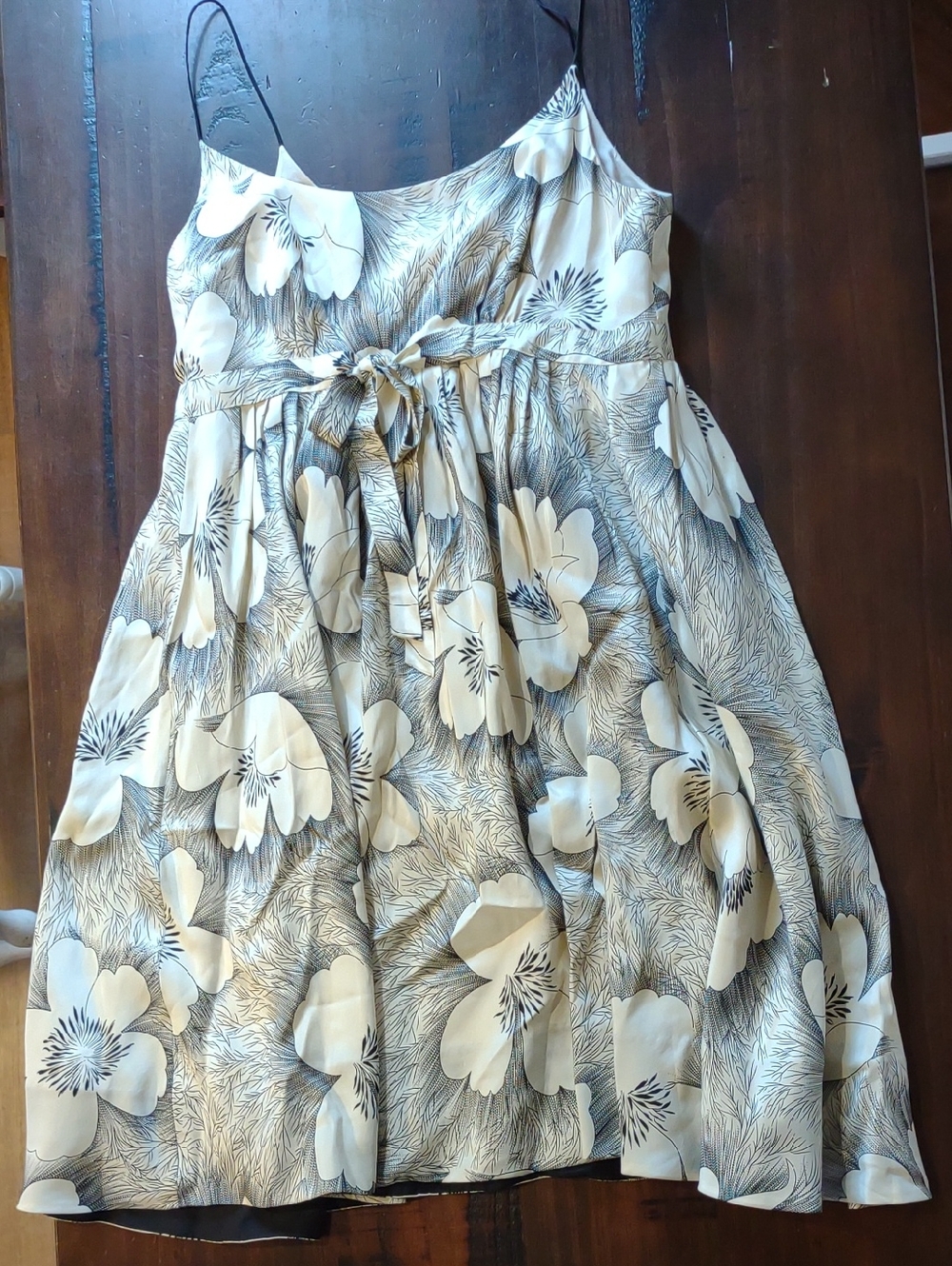 Plenty by Tracy Reese Cream & Gray Floral Tie-Waist Mini Dress